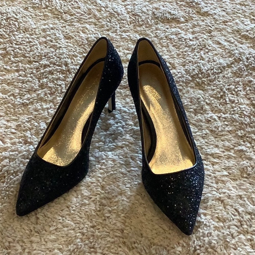Lilly Pulitzer black glitter heels